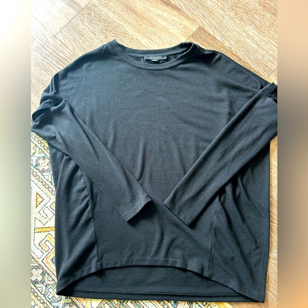 Women’s All Saints Long Sleeve Black Shirt, size Small